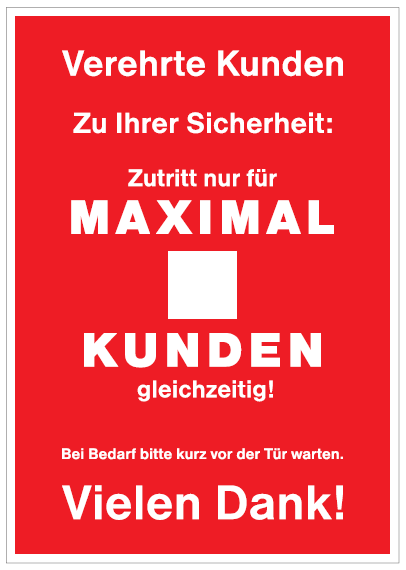 A1 Plakat -Maximale Kundenanzahl-