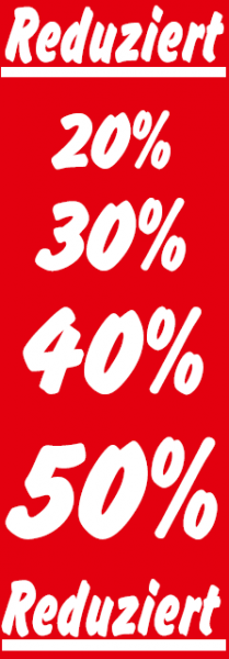 Plakat/Banner "Reduziert 20%..30%.." 138x48 cm