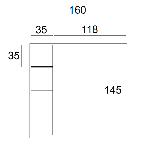 Element mit Rückwand H 150 cm B 160 cm