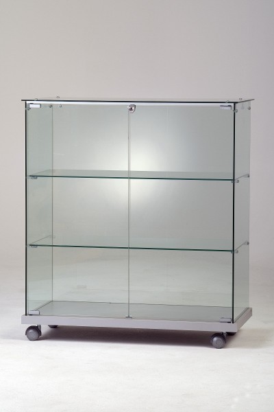 Thekenvitrine B 80 cm, silbergrau