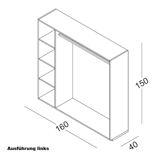 Element mit Rückwand H 150 cm B 160 cm