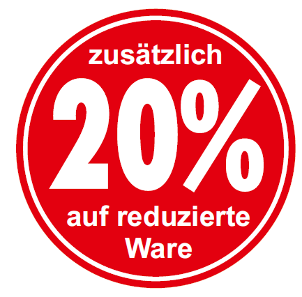 Ankleber "zusätzlich 20% auf reduzierte Ware", d 32 cm