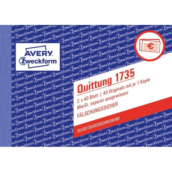 Zweckform-Formular Quittungsblock A6 2x40 Blatt