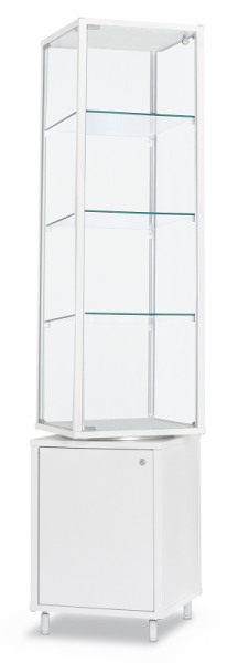 Alu-Profilvitrine drehbar 41,7x41,7x184,6 cm, optional LED Beleuchtung