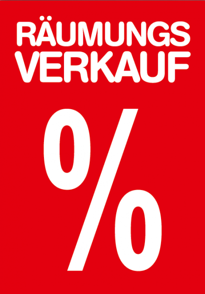 A1 Poster "Räumungverkauf %" für Plakat-rahmen -Ständer