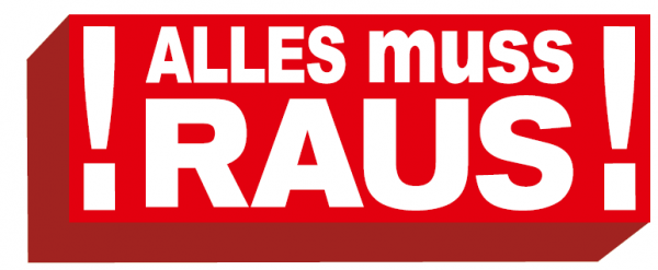 Ankleber " ALLES muss RAUS", verschiedene Formate